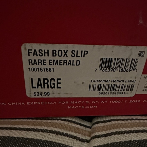 Charter Club Green Plaid Slippers with White Fur - Picture 5 of 5